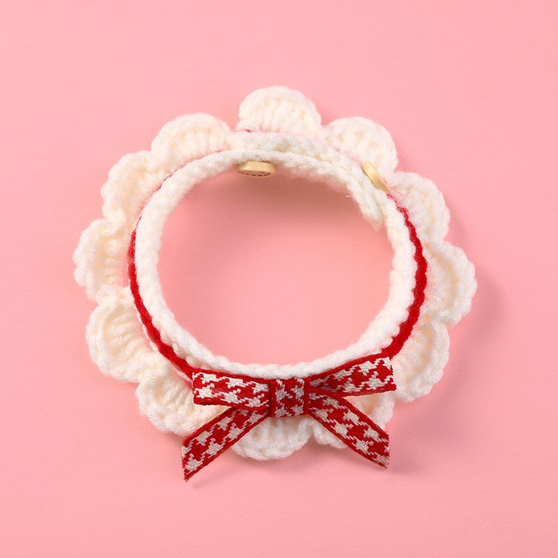 Cat Knitted Bow Collar