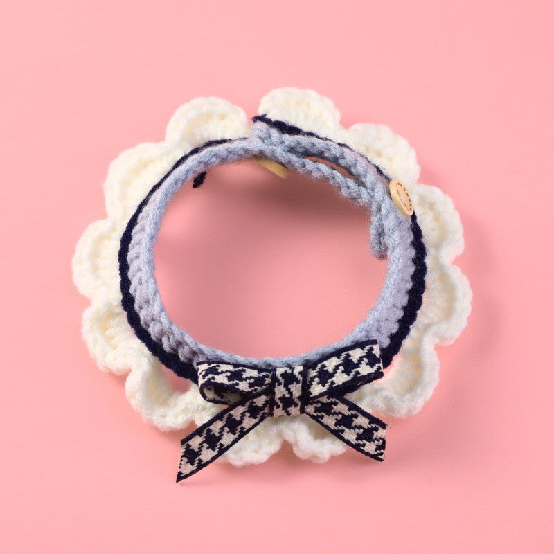 Cat Knitted Bow Collar