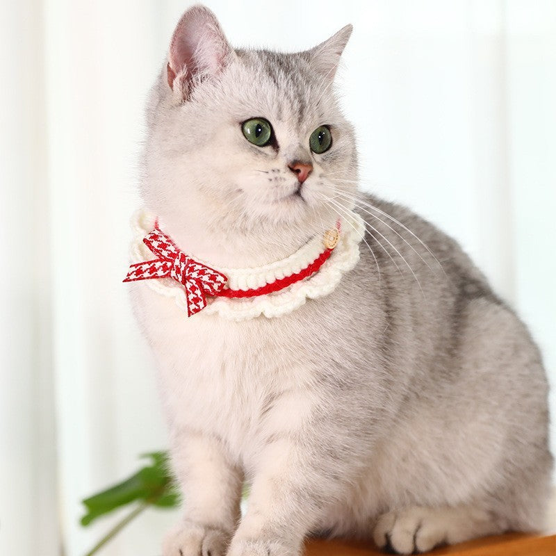 Cat Knitted Bow Collar